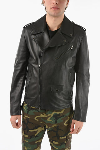 Soft-leather Multipocketed Biker Jacket