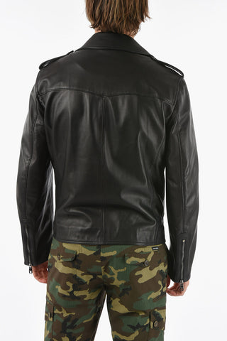 Soft-leather Multipocketed Biker Jacket