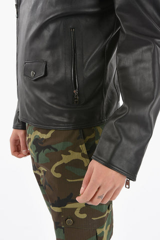 Soft-leather Multipocketed Biker Jacket