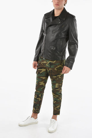 Soft-leather Multipocketed Biker Jacket