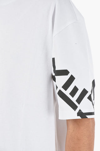 Crewneck T-shirt with Logo-printed Sleeves
