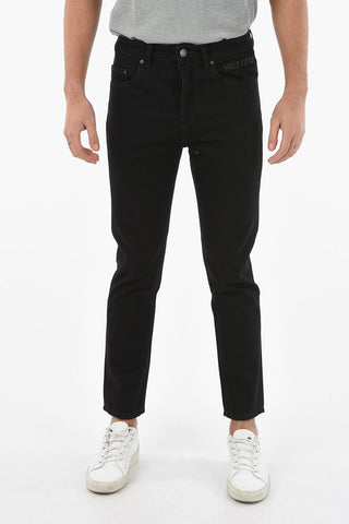 Tapered-fit Cropped Jeans with Lettering Logo Embroidery