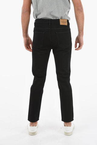 Tapered-fit Cropped Jeans with Lettering Logo Embroidery