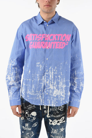 Striped Shirt with Paint-splash Pattern