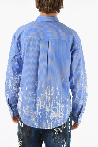 Striped Shirt with Paint-splash Pattern