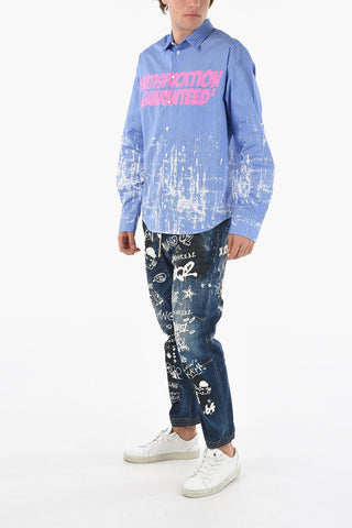 Striped Shirt with Paint-splash Pattern