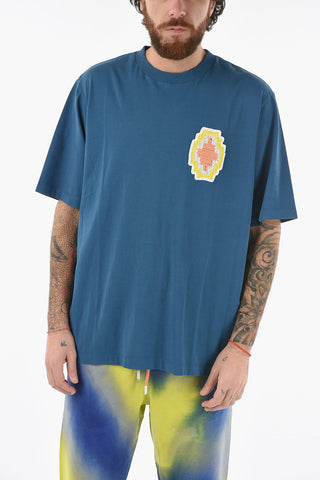 Crew Neck Macramè Logo Cotton T-Shirt