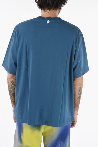 Crew Neck Macramè Logo Cotton T-Shirt