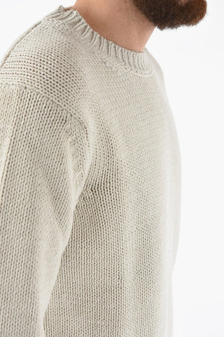 Cotton Blend Cable Knit Crew-Neck Sweater