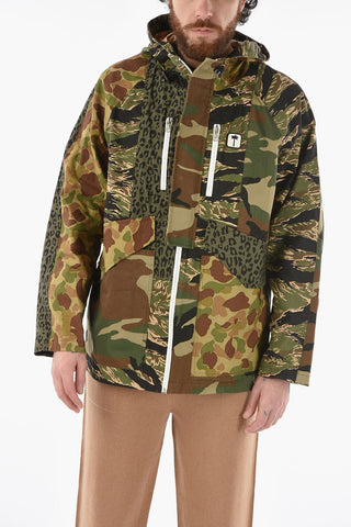 Camouflage Patchwork Motif Cotton Parka