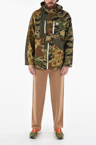 Camouflage Patchwork Motif Cotton Parka