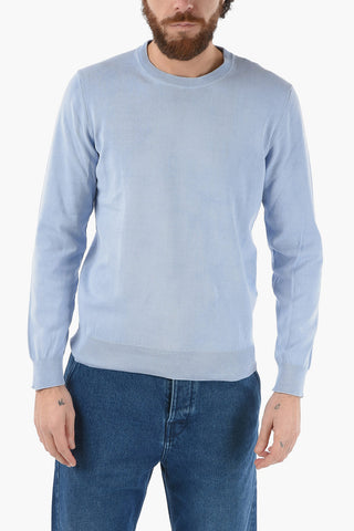 Lightweight Cotton Solid Color Crew-Neck Sweater