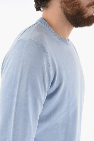 Lightweight Cotton Solid Color Crew-Neck Sweater
