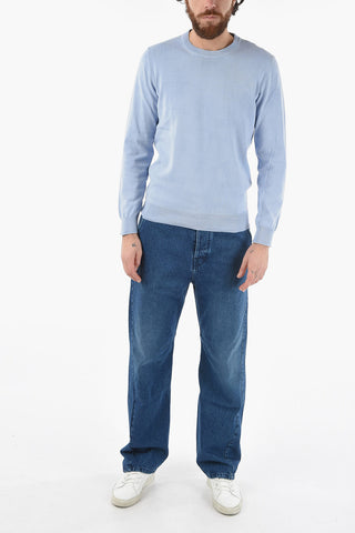 Lightweight Cotton Solid Color Crew-Neck Sweater