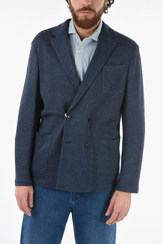 flax notch lapel BIAGIO double-breasted blazer
