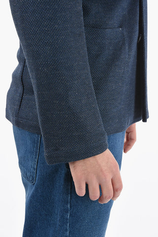 flax notch lapel BIAGIO double-breasted blazer