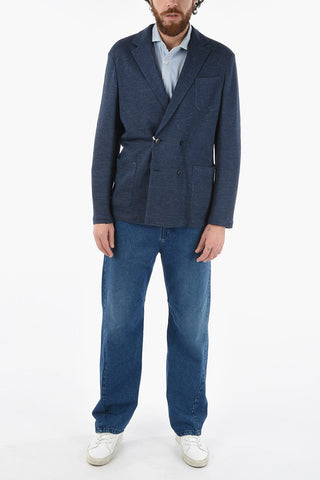 flax notch lapel BIAGIO double-breasted blazer