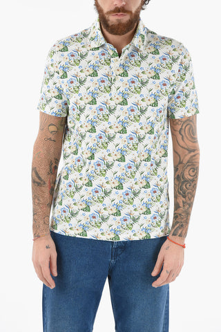 Ibiscus Printed Piquè Cotton GREG Polo Shirt