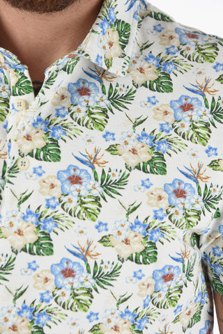 Ibiscus Printed Piquè Cotton GREG Polo Shirt