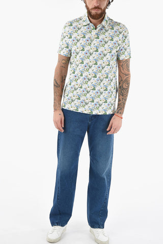 Ibiscus Printed Piquè Cotton GREG Polo Shirt