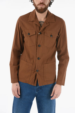 Camicia Utility DERBY In Cotone e Lino con Bottoni a Constrasto