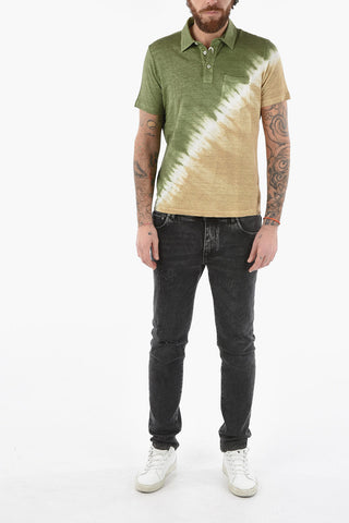 Tie Dye Effect 3 Bottons SMITH Polo Shirt With Breast Pocket