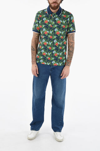 Floral Patterned Piquè Cotton SMITH Polo Shirt