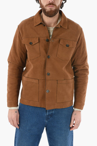 Suede DERBY Utility Jacket with Visible Stiching