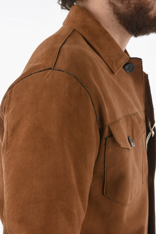 Suede DERBY Utility Jacket with Visible Stiching