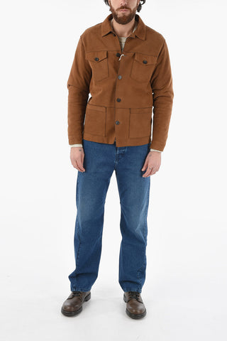 Suede DERBY Utility Jacket with Visible Stiching