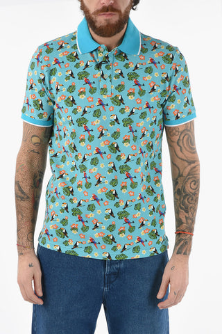 All Over Printed Piquè Cotton SMITH Polo Shirt