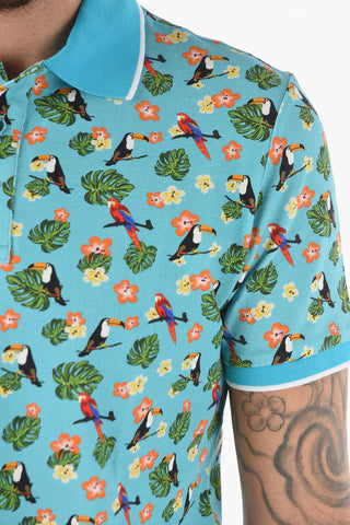 All Over Printed Piquè Cotton SMITH Polo Shirt