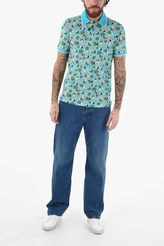 All Over Printed Piquè Cotton SMITH Polo Shirt