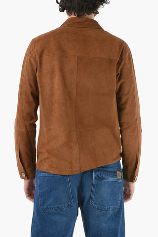 Suede DERBY utility Overshirt with Visible Stiching
