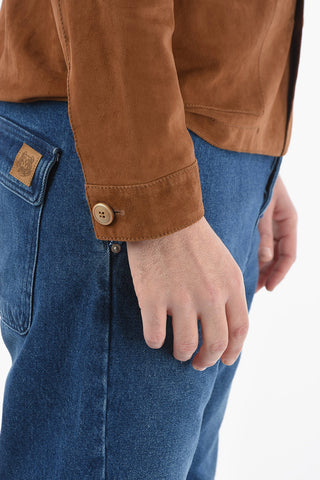 Suede DERBY utility Overshirt with Visible Stiching