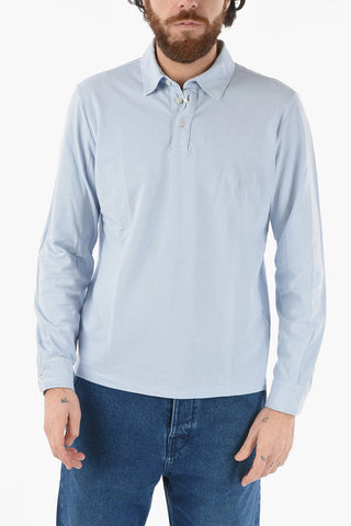 Cotton BORG 3-Buttons Polo Shirt with Long Sleeve