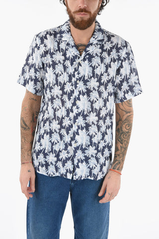 Short Sleeve Flax BAKER Shirt with Printed Palm Trees