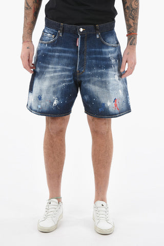 Distressed BOXER Shorts with Paint-splash Pattern