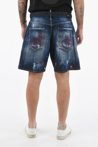 Distressed BOXER Shorts with Paint-splash Pattern