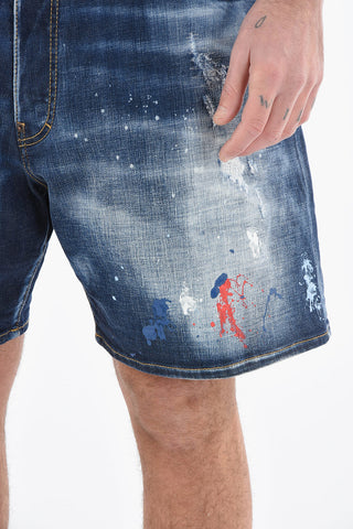 Distressed BOXER Shorts with Paint-splash Pattern