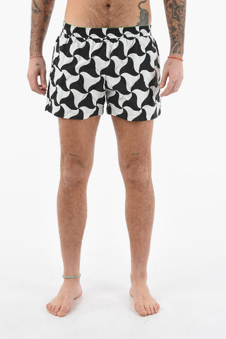 Printed Boxer Swim Shorts