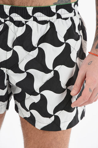 Printed Boxer Swim Shorts