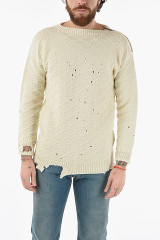 ARTISANAL Vintage Effect Argyle Sweater with Zip Detail