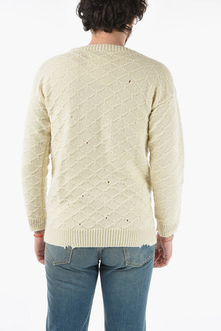 ARTISANAL Maglia Argyle Effetto Vintage con Zip