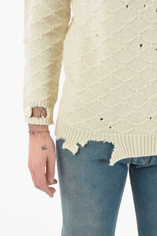 ARTISANAL Vintage Effect Argyle Sweater with Zip Detail