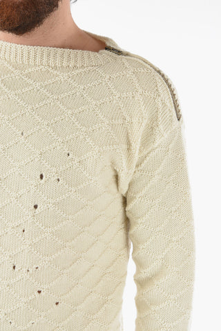 ARTISANAL Maglia Argyle Effetto Vintage con Zip