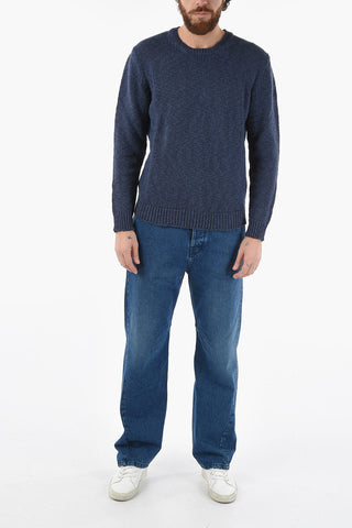 Cotton and Flax Crew-neck Sweater