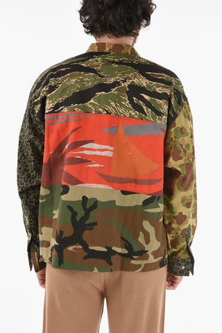 Camouflage Patchwork Open Front Shirt