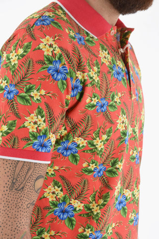 Floral Patterned Piquè Cotton SMITH Polo Shirt