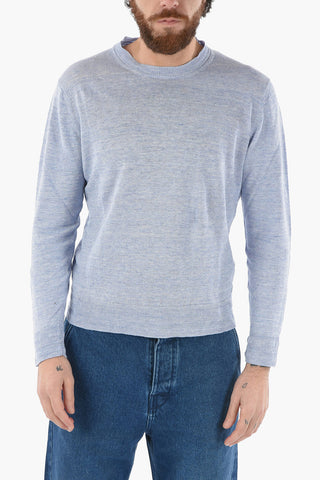Lightweight Linen Solid Color Crew-Neck Sweater